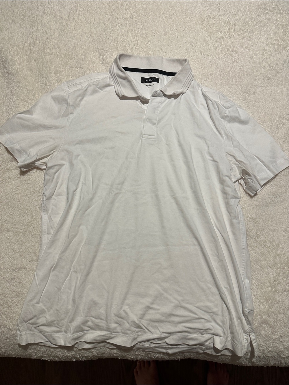 Alfani White Men's Polo Shirt with Contrast Neck Trim